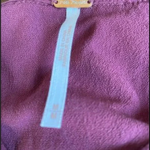 Free People Burgundy Wine Layered Bell Sleeve Top Sz Medium. - Picture 4 of 5